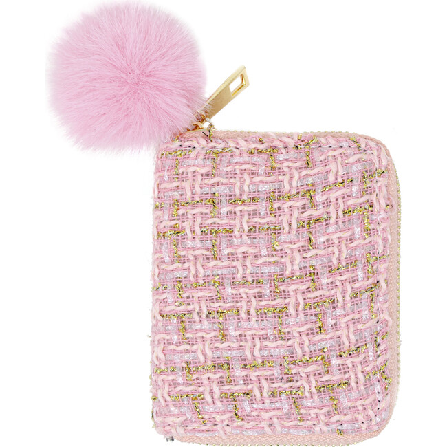 Tweed Wallet, Pink - Bags - 1