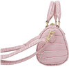 Crocodile Leather Patant Duffle Handbag, Pink - Bags - 2 - thumbnail