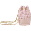 Tweed Drawstring Backpack Bag, Pink - Bags - 2