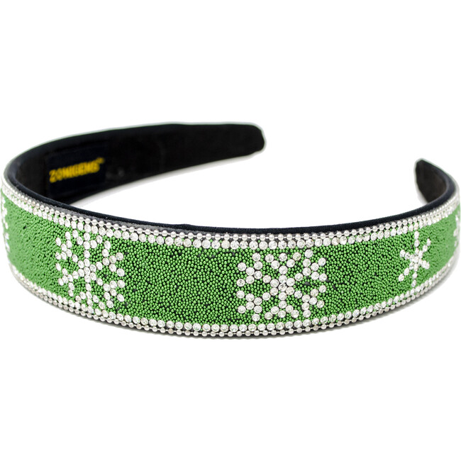 Snowflake Christmas Hairband, Green - Hair Accessories - 1 - zoom