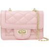 Classic Quilted Flap Handbag, Pink - Bags - 1 - thumbnail