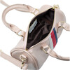 Leather Stripped Duffle Handbag, Pink - Bags - 3