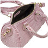 Crocodile Leather Patant Duffle Handbag, Pink - Bags - 4
