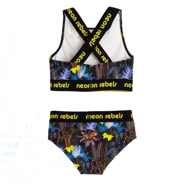 Kara 2 Piece Bikini, Black Tropical Panther