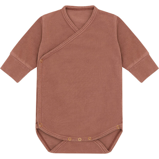 Organic Cotton Kimono Bodysuit, Natural Clay Pink & Beetroot Dye - Onesies - 1
