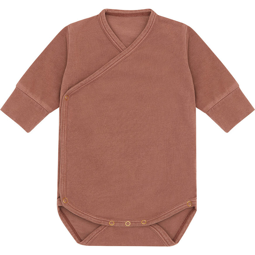 Organic Cotton Kimono Bodysuit, Natural Clay Pink & Beetroot Dye - Onesies - 1