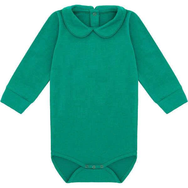 Organic Long Sleeve Collared Bodysuit, Happy Green - Vild House of ...