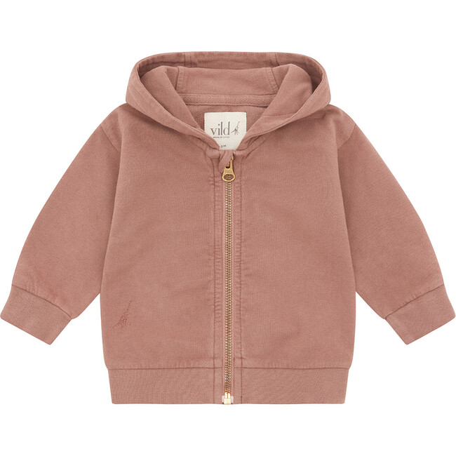 Organic Cotton Zip Up Hoodie, Natural Pink Clay & Beetroot Dye - Sweatshirts - 1