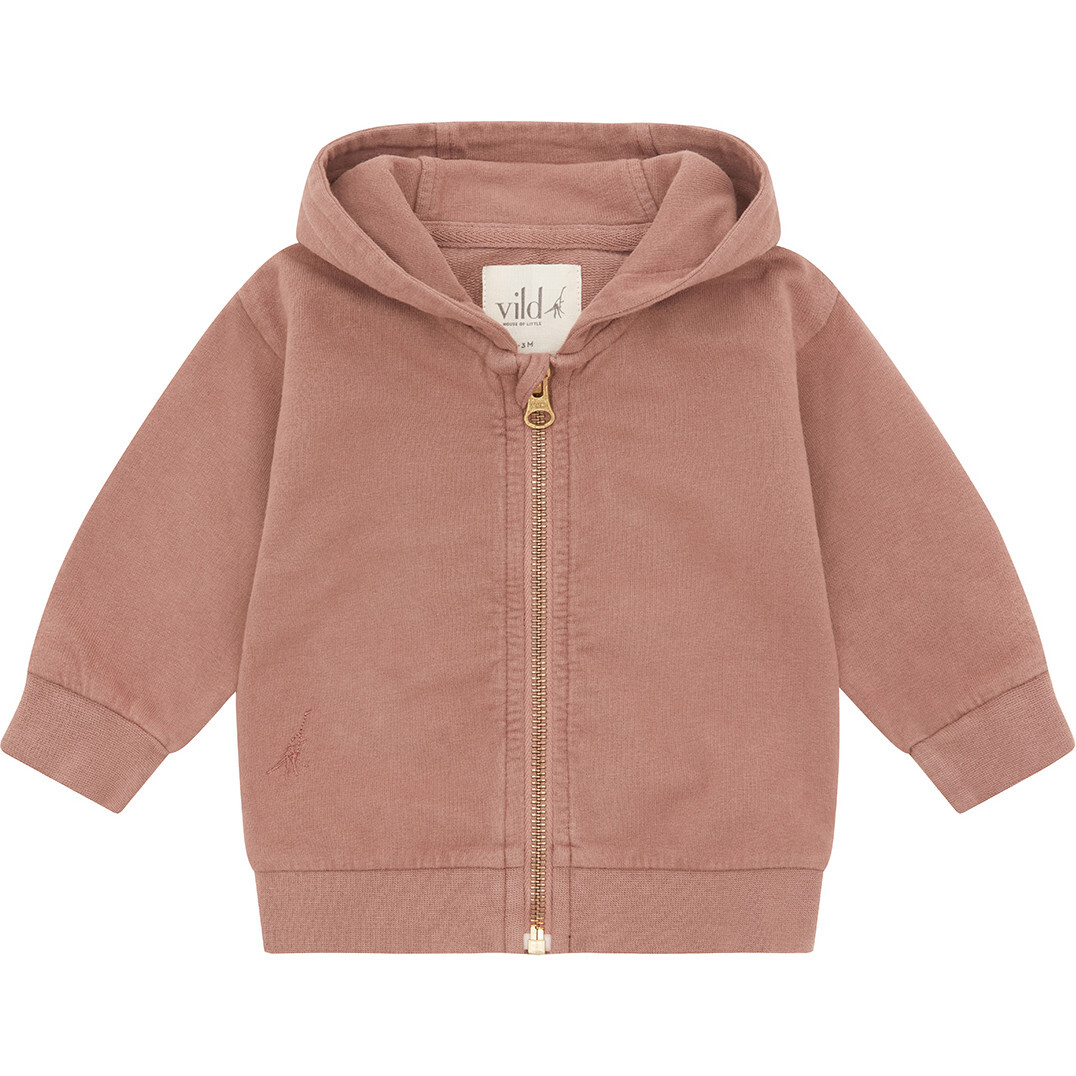 Organic Cotton Zip Up Hoodie, Natural Pink Clay & Beetroot