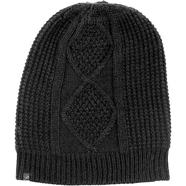 Women's Fleece-Lined Cable Knit Beanie, Black