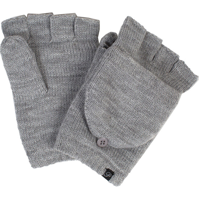 Women's Fleece-Lined Fingerless Texting Mittens, Heather Grey - Gloves - 1
