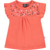 Top, Coral with Flower Detailing - Shirts - 1 - thumbnail