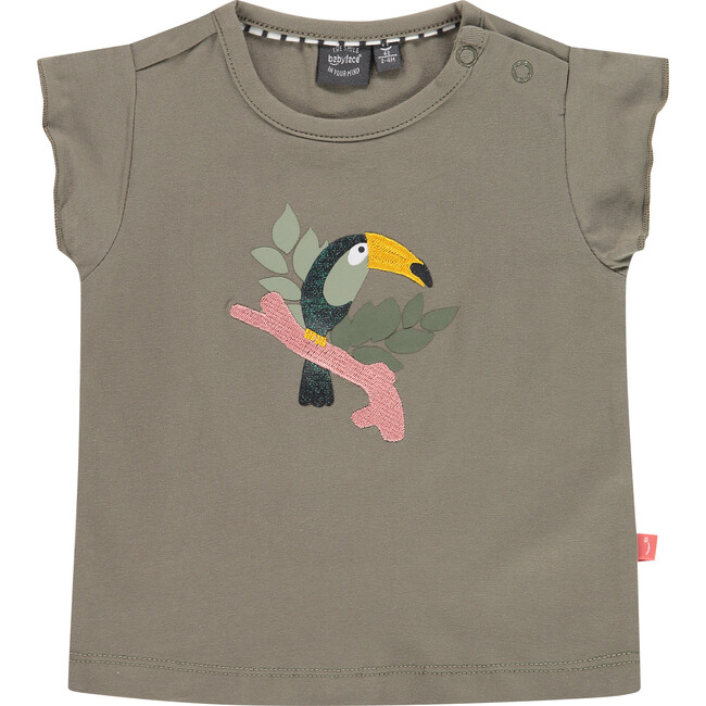 Top, Moss with Tucan Print