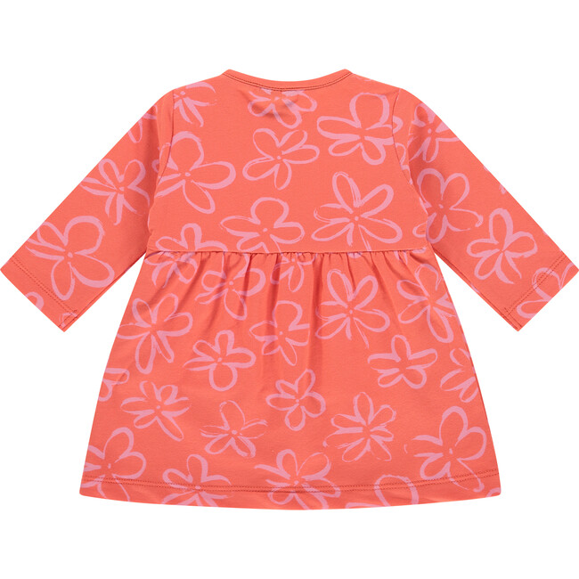 Dress, Coral Print with Flowers