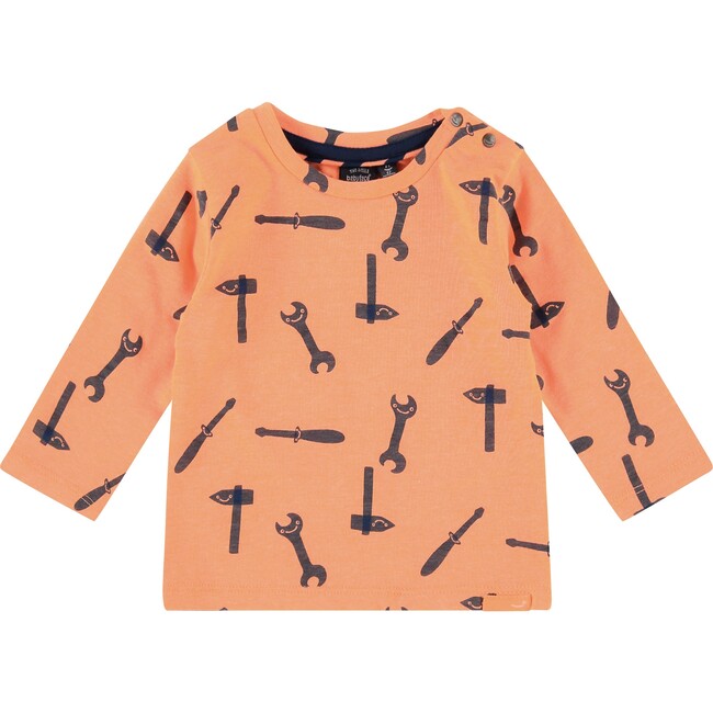 Shirt, Orange Print