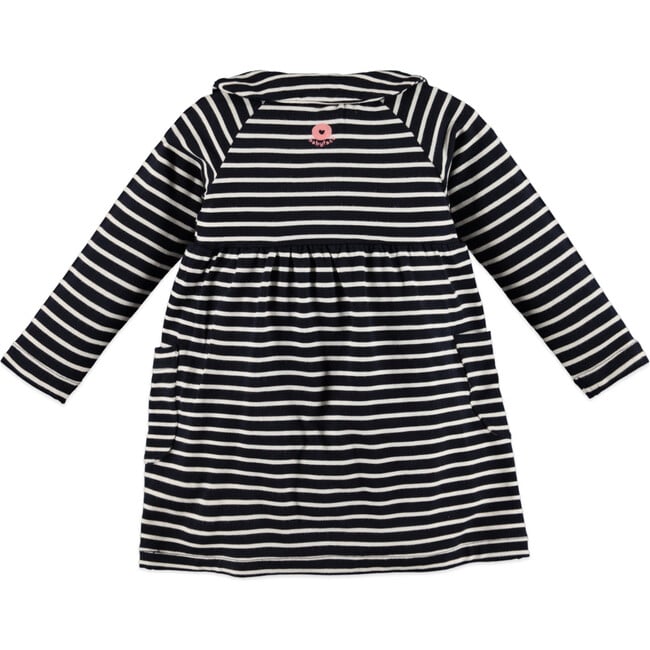 Striped Long Sleeve Dress, Blue Navy - Dresses - 2