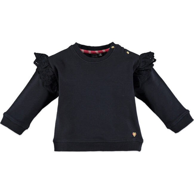 Ruffle Pullover, Blue Navy - Sweatshirts - 1