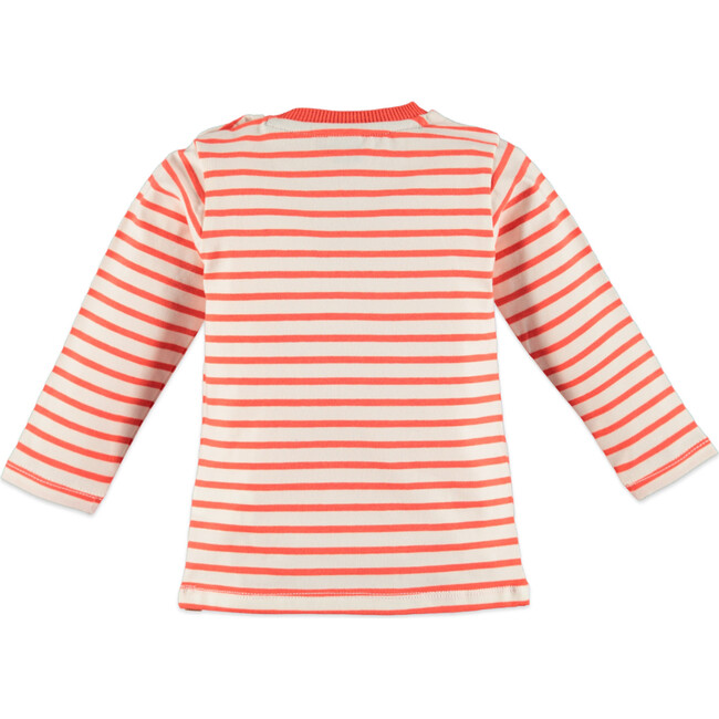 Long Sleeve Striped Tee, Orange Red - Tees - 2