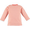 Long Sleeve Striped Tee, Orange Red - Tees - 2