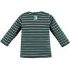 Striped Long Sleeve Tee, Bottle Green - Tees - 2