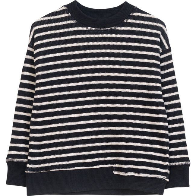 Striped Pullover, Black - Sweatshirts - 1