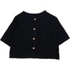 Buttons Top, Black - Shirts - 1 - thumbnail