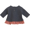 Two Tone Ruffles Top, Charcoal - Shirts - 2
