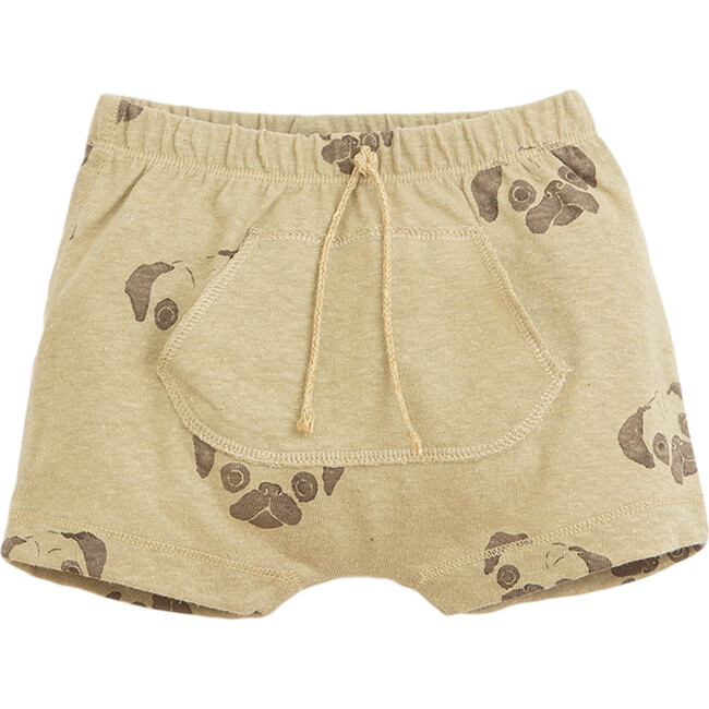 Shorts, Beige with Pug Print - Shorts - 1