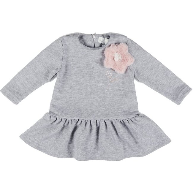 Flower Jersey Dress, Gray