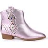 Miss Dallas Embellished Cowboy Boot, Light Pink Metallic - Boots - 1 - thumbnail