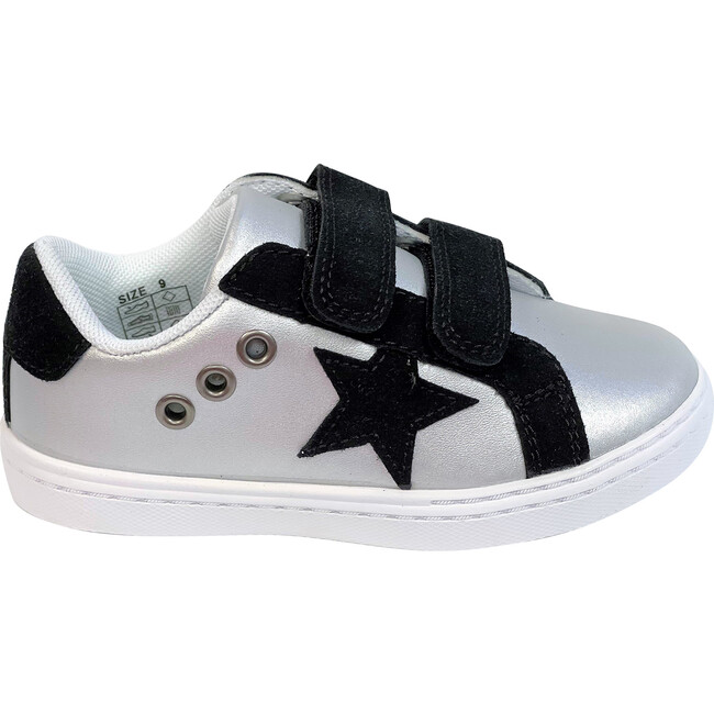 Nylah's Double Velcro Star Sneaker, Silver Metallic - Sneakers - 1
