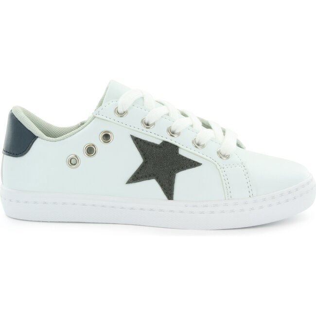 Mia Star Lace Sneaker, White & Navy