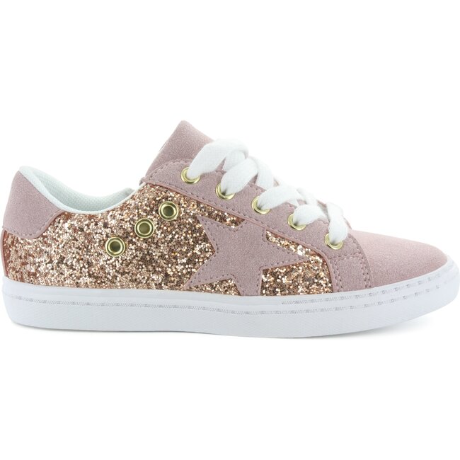 Mia Star Lace Sneaker, Gold & Pink - Sneakers - 1 - zoom