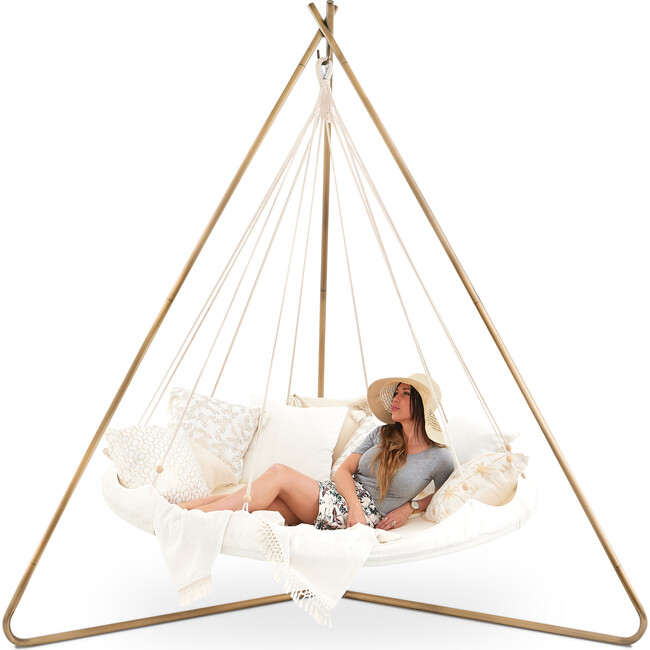 Deluxe Sunbrella TiiPii Bed + Deluxe Bronzed Stainless Steel Stand Set, Brilliant White - Play Tents - 3