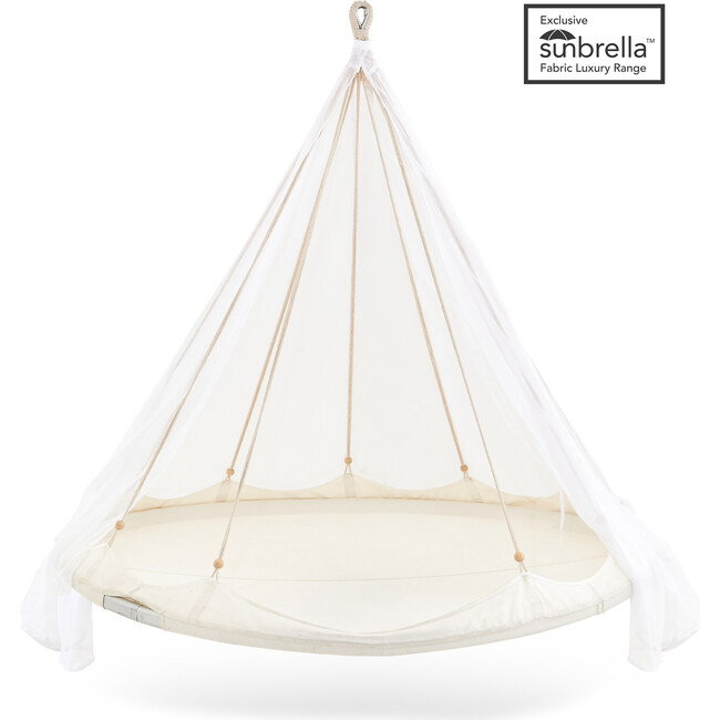Deluxe Sunbrella TiiPii Bed + Deluxe Bronzed Stainless Steel Stand Set, Brilliant White - Play Tents - 4