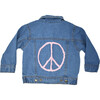 Peace Sign Denim Jacket, Pink - Jackets - 2 - thumbnail