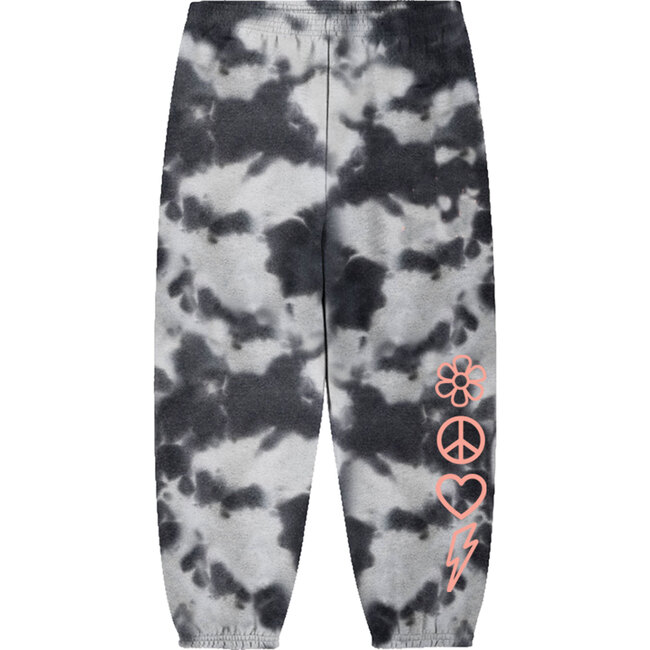 Tie Dye Peace Jogger Pant, Grey and Pink