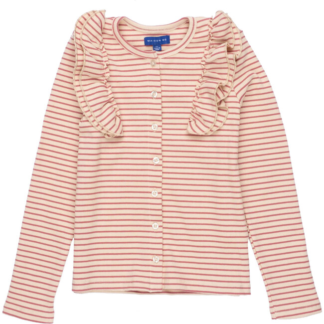 Priya Cardigan, Natural & Deep Dusty Rose - Cardigans - 1