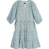 Heidi Tiered Dress, Blue Brushstroke Flowers - Dresses - 1 - thumbnail