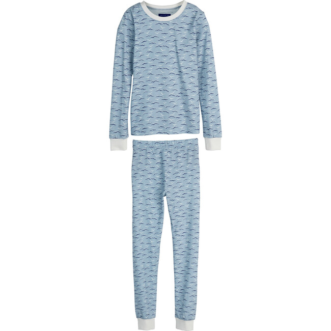 Taylor Long Sleeve Pajama Set, Blue Seagulls - Pajamas - 1