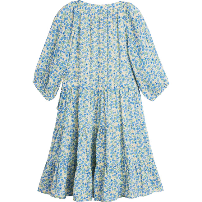 Heidi Tiered Dress, Blue Brushstroke Flowers - Dresses - 3