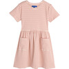Marla Short Sleeve Ribbed Dress, Natural & Deep Dusty Rose - Dresses - 1 - thumbnail
