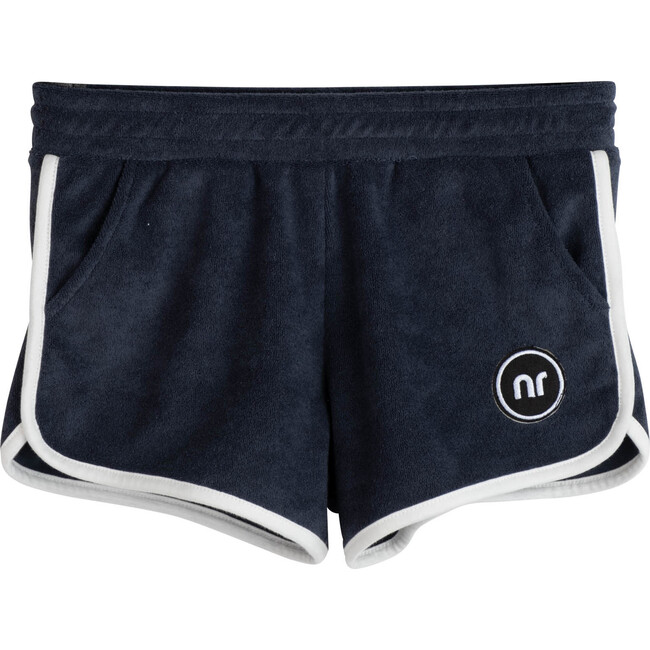 Joni Retro Terry Shorts, Navy Blue - Shorts - 1 - zoom