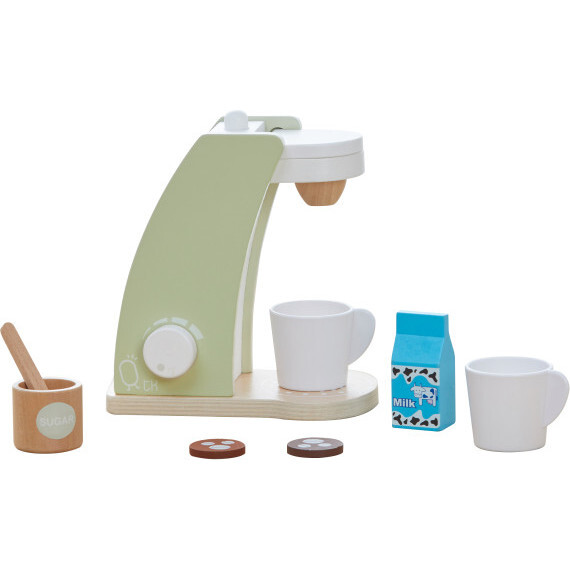 Little Chef Frankfurt Wooden Coffee Machine Accessories, Green - Play Food - 1