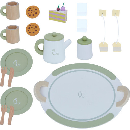 Little Chef Frankfurt Wooden Tea Accessories, Green - Play Food - 1 - zoom