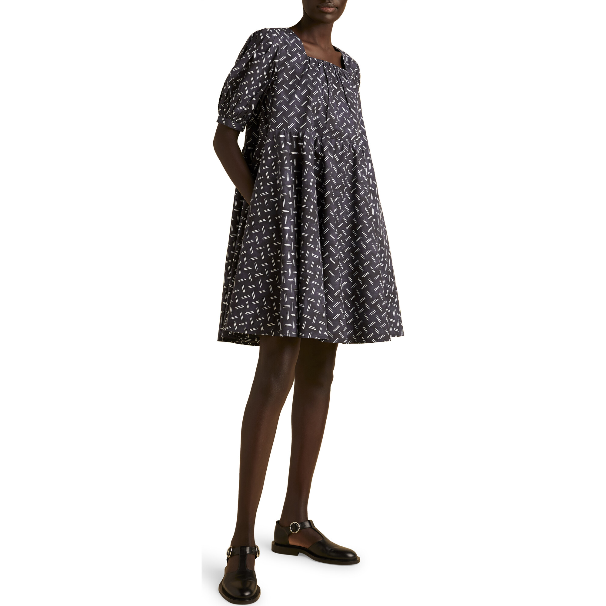 Women's Eemnes Printed Dress, Navy Batik Print - Merlette Dresses