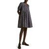 Women's Eemnes Printed Dress, Navy Batik Print - Dresses - 1 - thumbnail