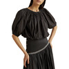 Women's Lotus Blouse, Black - Blouses - 1 - thumbnail