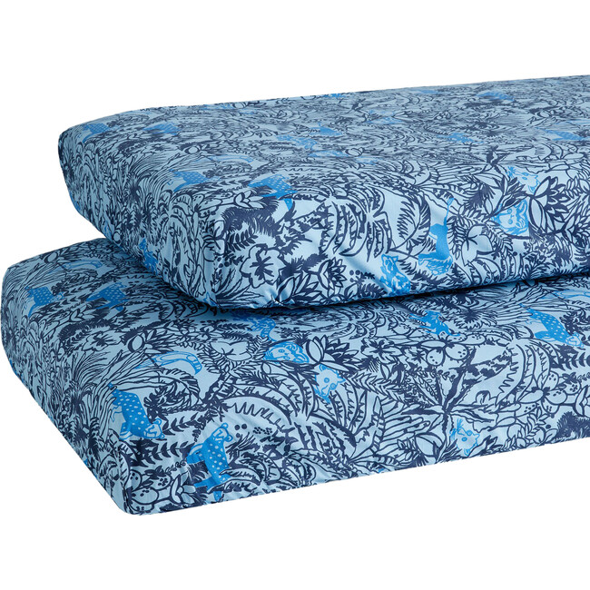 Jungle Crib Sheet, Blue - Crib Sheets - 1