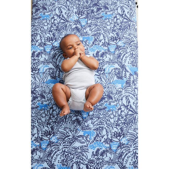 Jungle Crib Sheet, Blue - Crib Sheets - 5